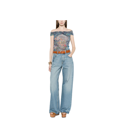 Women's Pattern Top Blue - Image 4