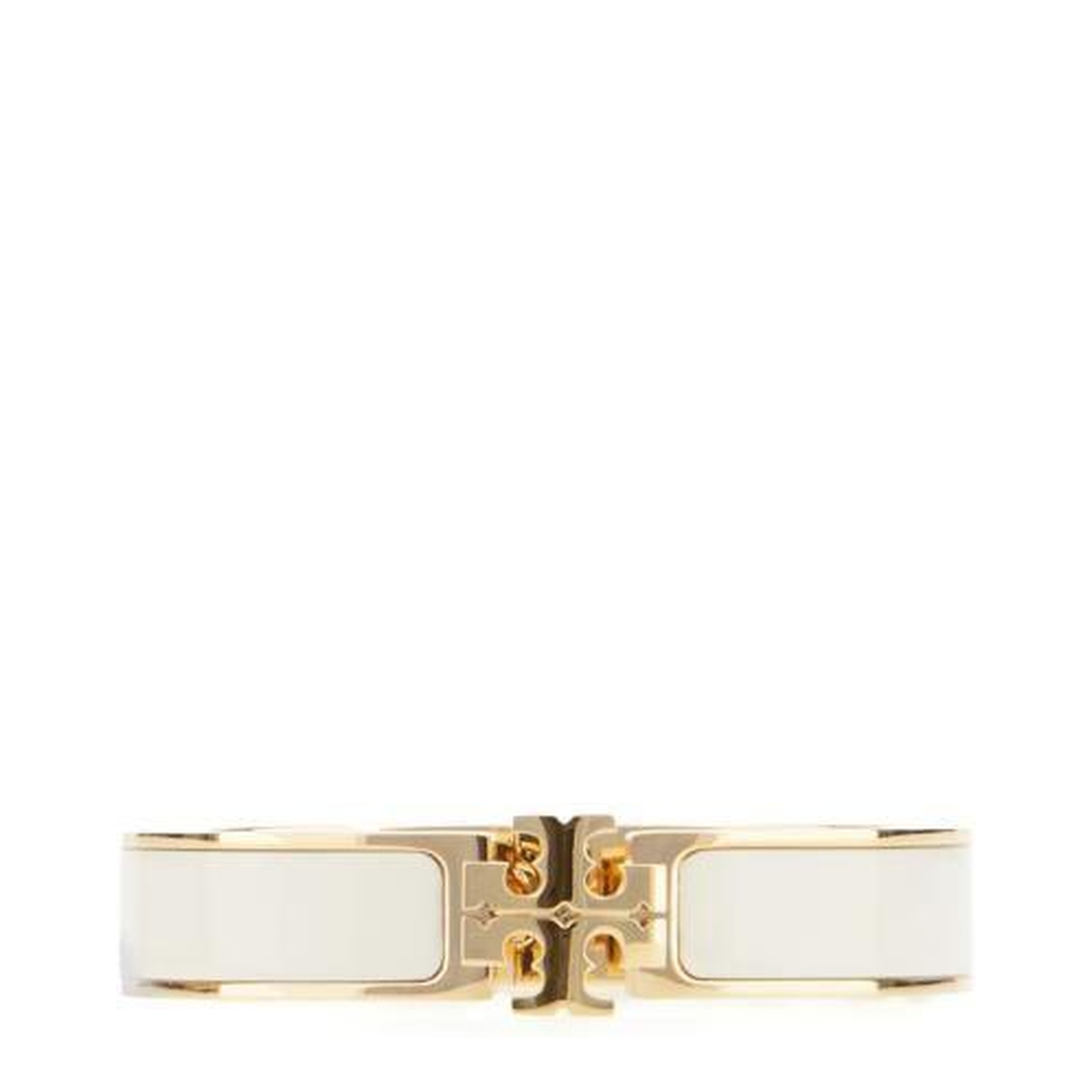 White Bracelet With Logo Plaque Closure In 18K Gold-Plated - Image 1