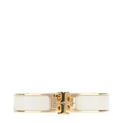 White Bracelet With Logo Plaque Closure In 18K Gold-Plated - Image 1