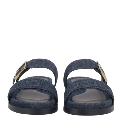 Dark Blue Denim Fabric Slides - Image 3