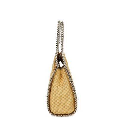 Natural Beige Falabella Woven Mini Tote Bag - Image 4