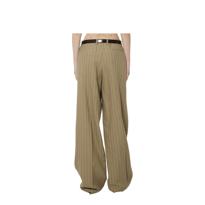 Pinstriped Virgin Wool And Linen Trousers - Image 4