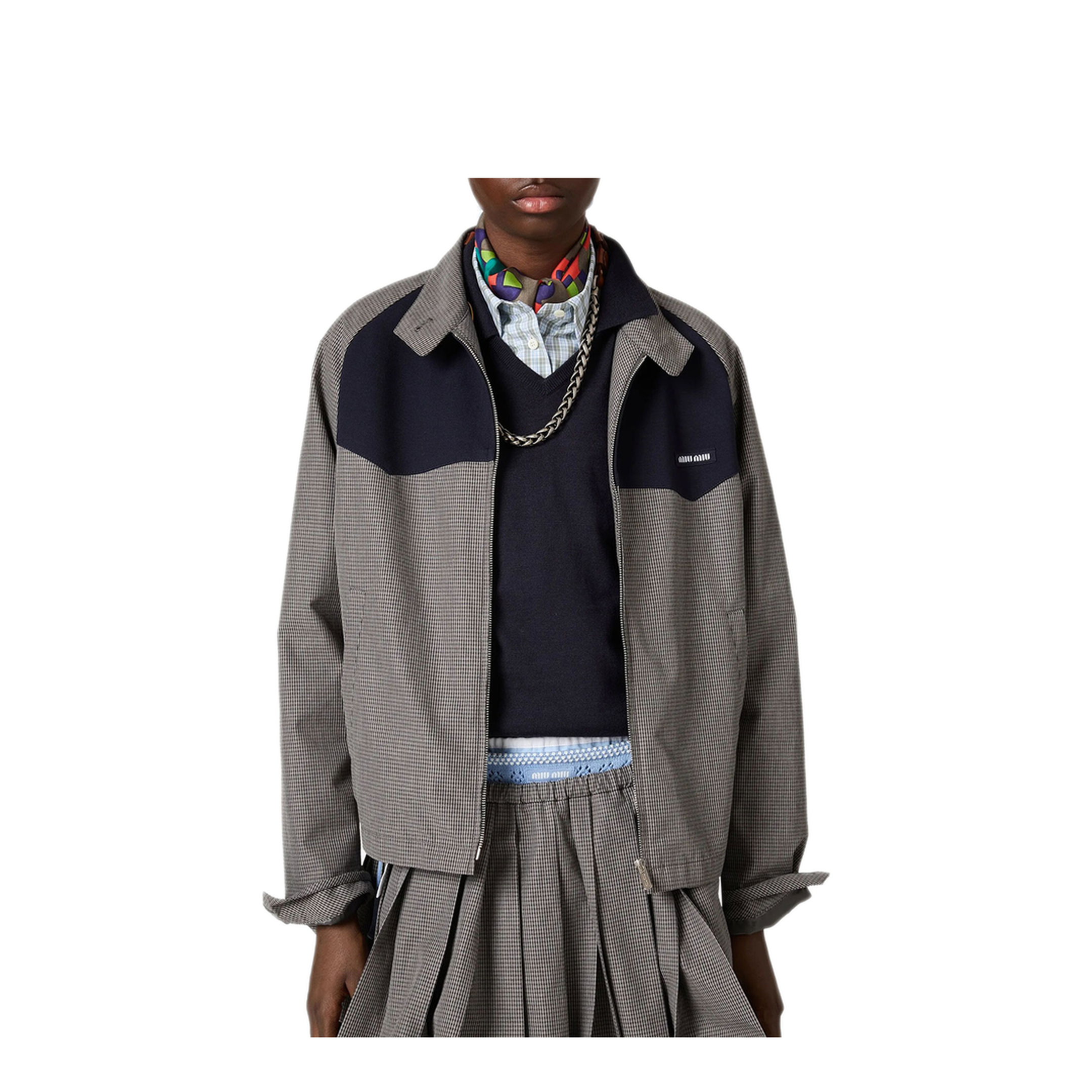 Gingham Check Blouson Jacket - Image 2