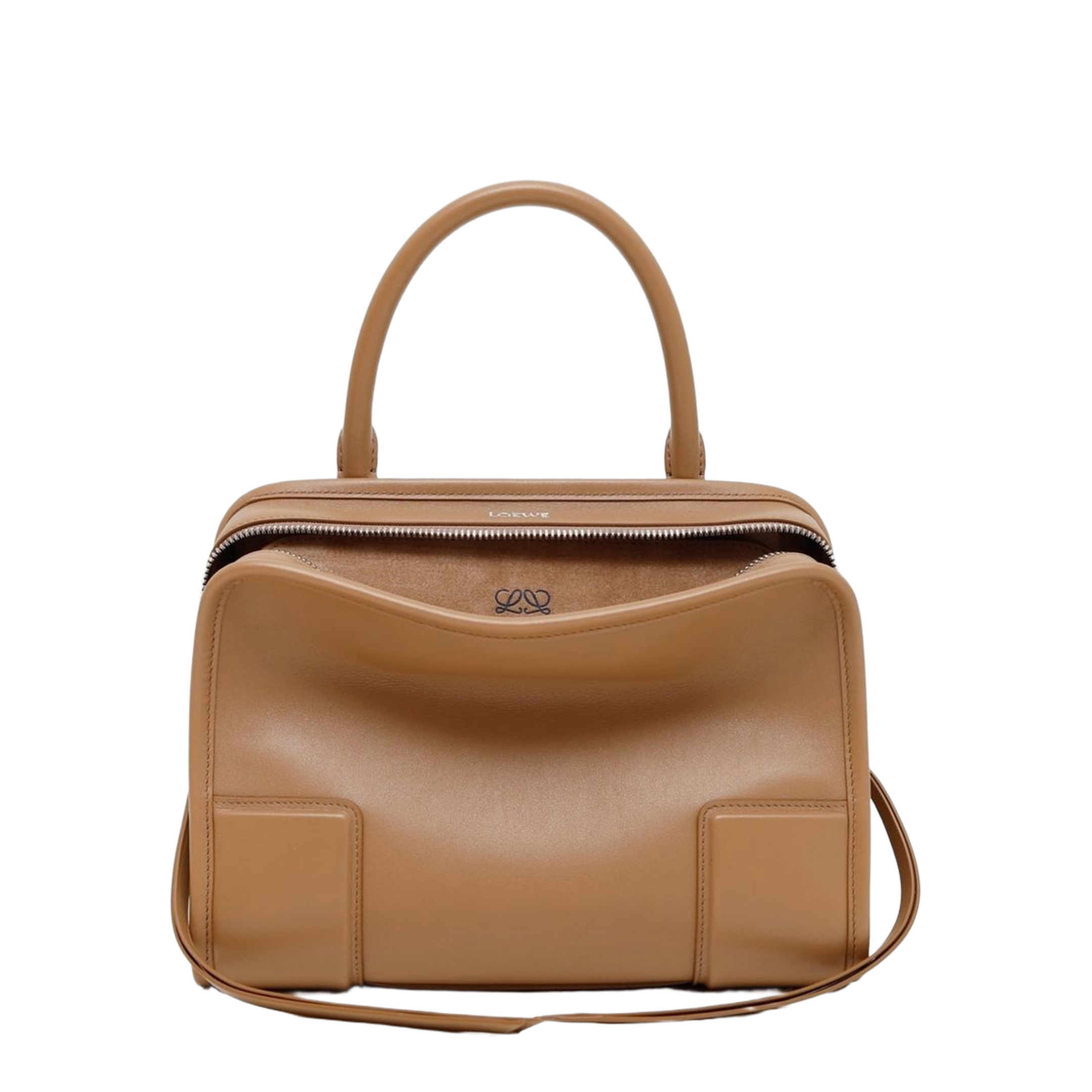 Amazona 180 Small Calfskin Top-Handle Bag - Oro/Chocolat - Image 3