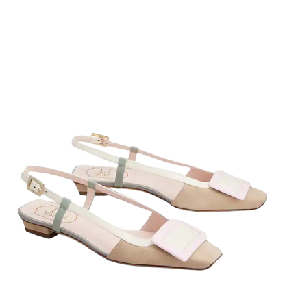 Belle Vivier slingback ballet flats in beige/cream/purple suede - Image 2