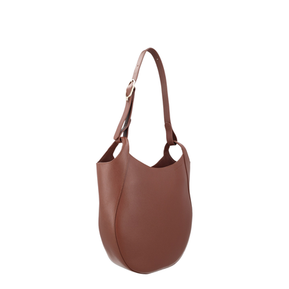 Le Foulonné Large Cowhide Leather Hobo Bag - Coffee - Image 3