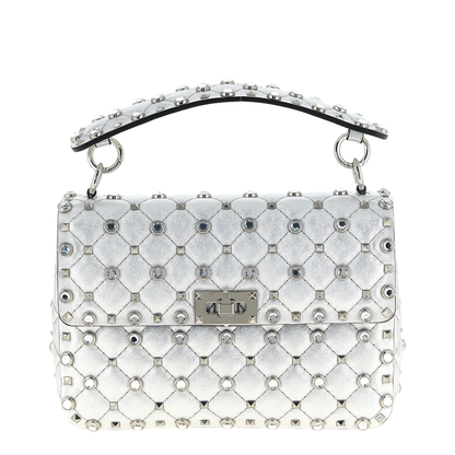 Rockstud Spike Lambskin Shoulder Bag - Silver - Image 1
