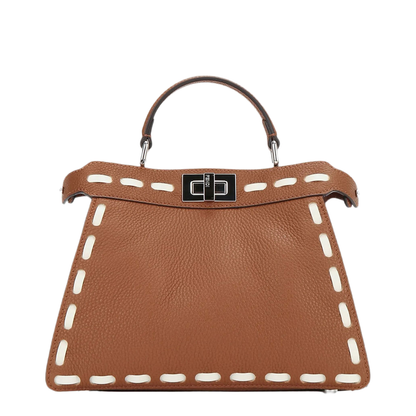 Peekaboo Iseeu Small Sellier Cuoio Romano Leather Bag With Oversized Stitching - Image 1