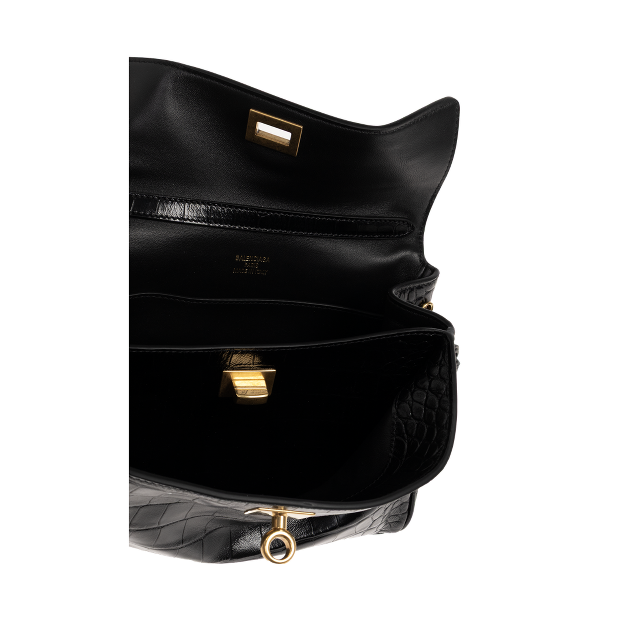 Rodeo Mini Croc-Embossed Calfskin Handbag - Black - Image 5