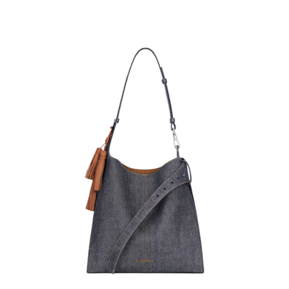 Medium Belted Hobo Bag in Denim - Image 1
