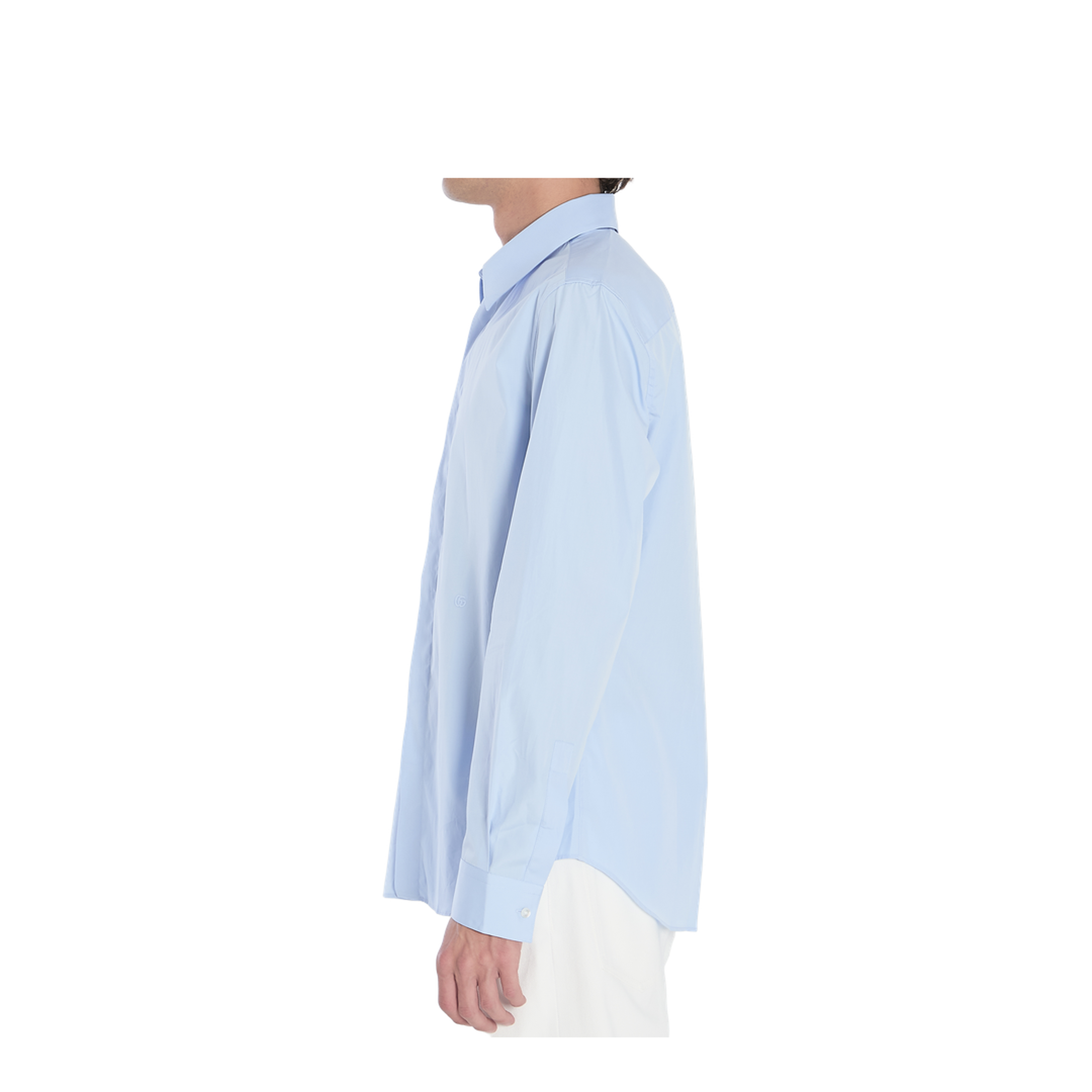 Cotton Poplin Shirt with Embroidery in Light Blue - Image 3