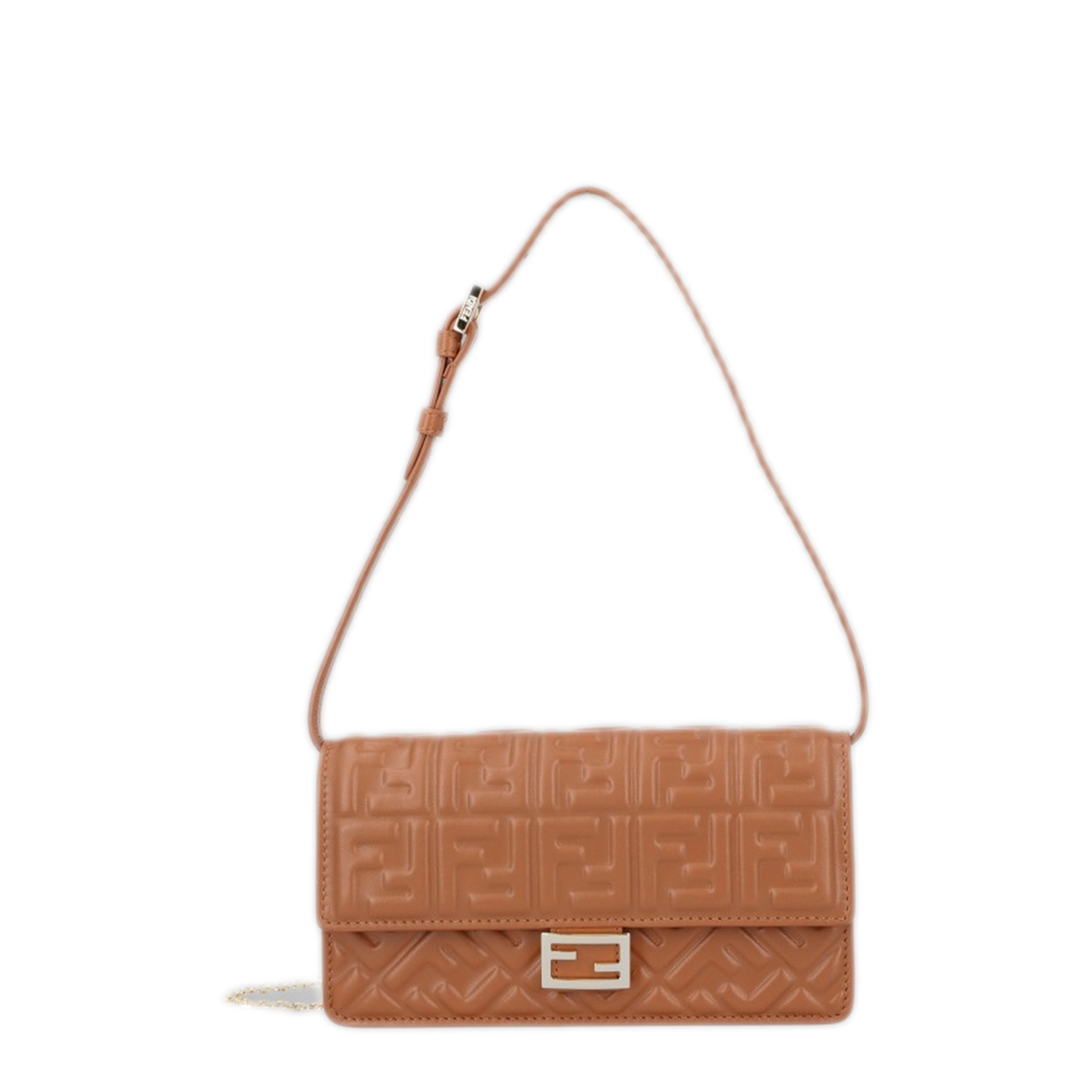 Baguette Nappa Leather Wallet On Chain - Sellier Brown - Image 1