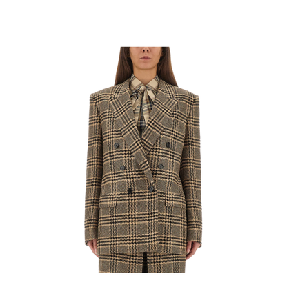 Jacket in Prince of Wales Silk and Cashmere in Black - Image 1