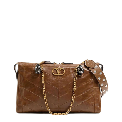 Panthea Shoulder Bag in Nappa Leather with Chevron Pattern - Image 1