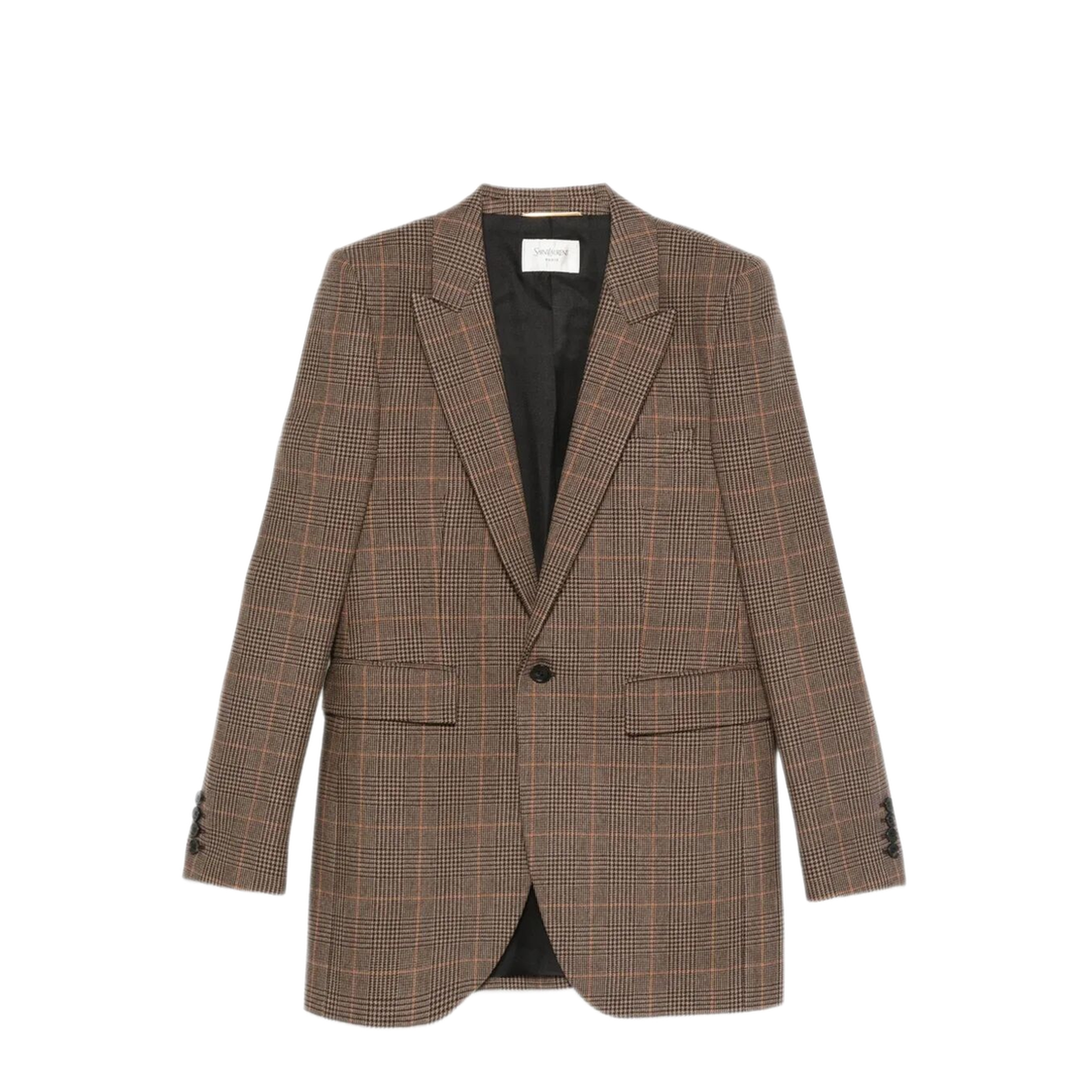 Checked Single-Breasted Blazer - Image 1