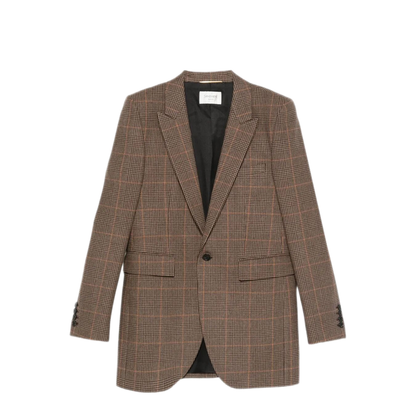 Checked Single-Breasted Blazer - Image 1