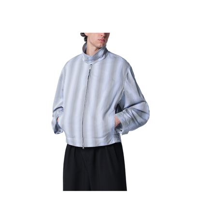 Textured Striped Zip Jacket - Image 1