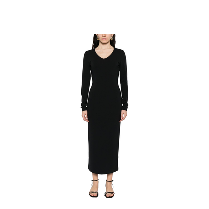 Black Dress with Long Sleeves and Knot Detail - Image 5