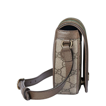 Ophidia Small GG Monogram Coated Fabric Shoulder Bag - Beige and Dark Brown - Image 4