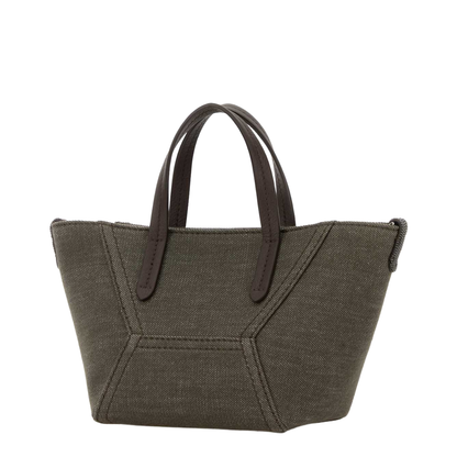 Fabric Top-Handle Tote - Olive Green - Image 2