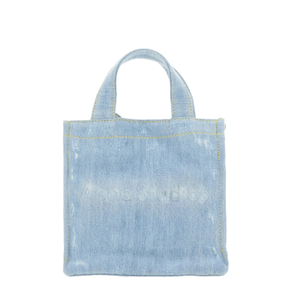 Mini Denim Shopper Bag With Logo - Image 1