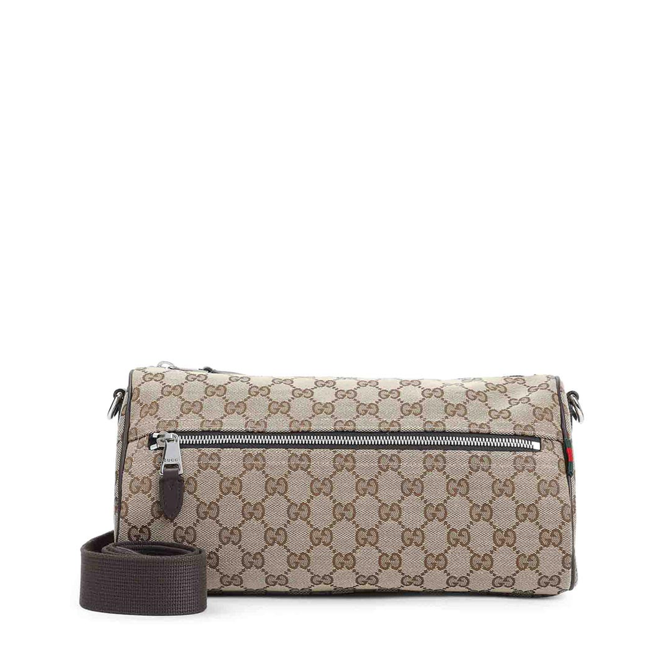 GG Canvas Small Canvas Cylinder Bag - Beige and Brown - Image 1