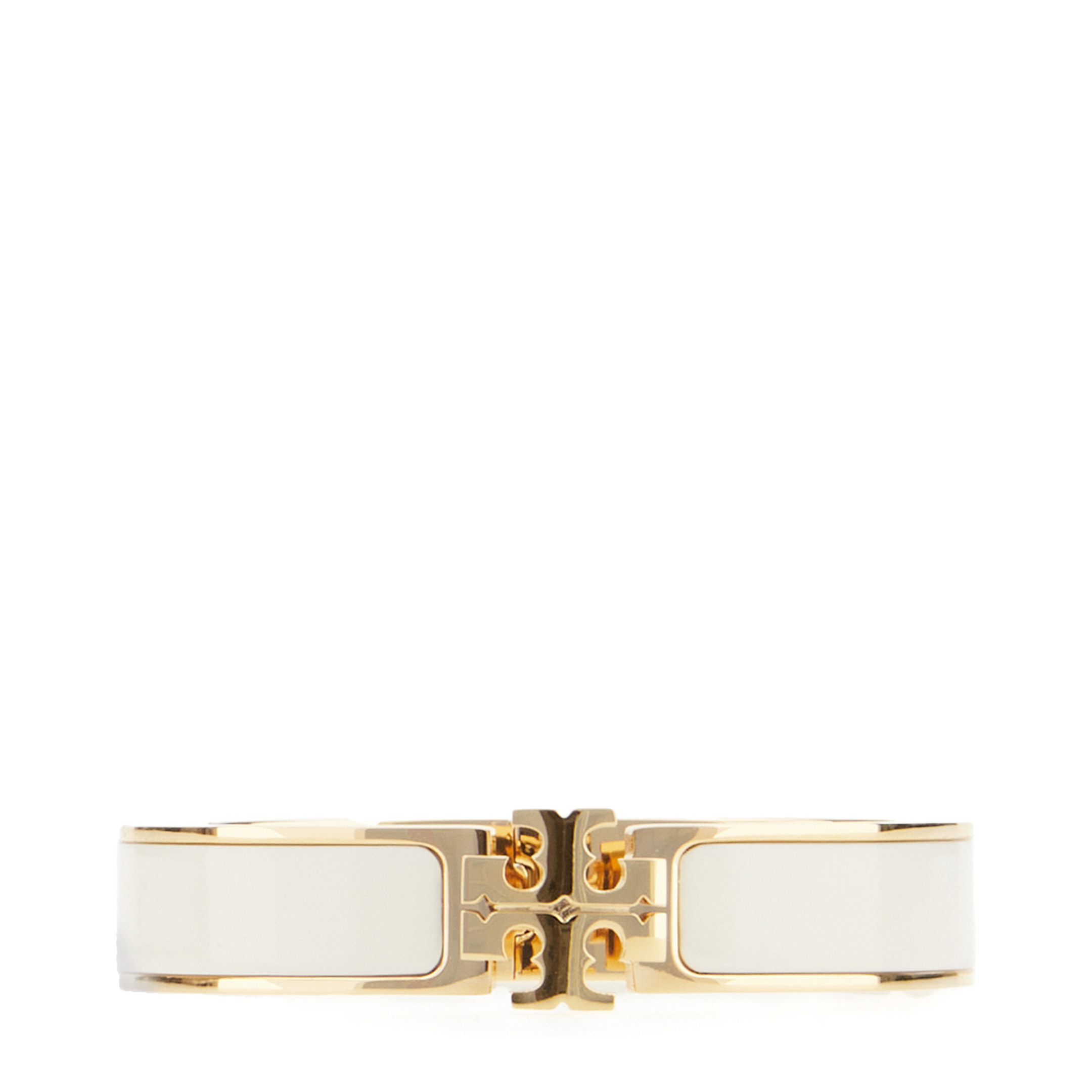 White Bracelet With Logo Plaque Closure In 18K Gold-Plated - Image 3