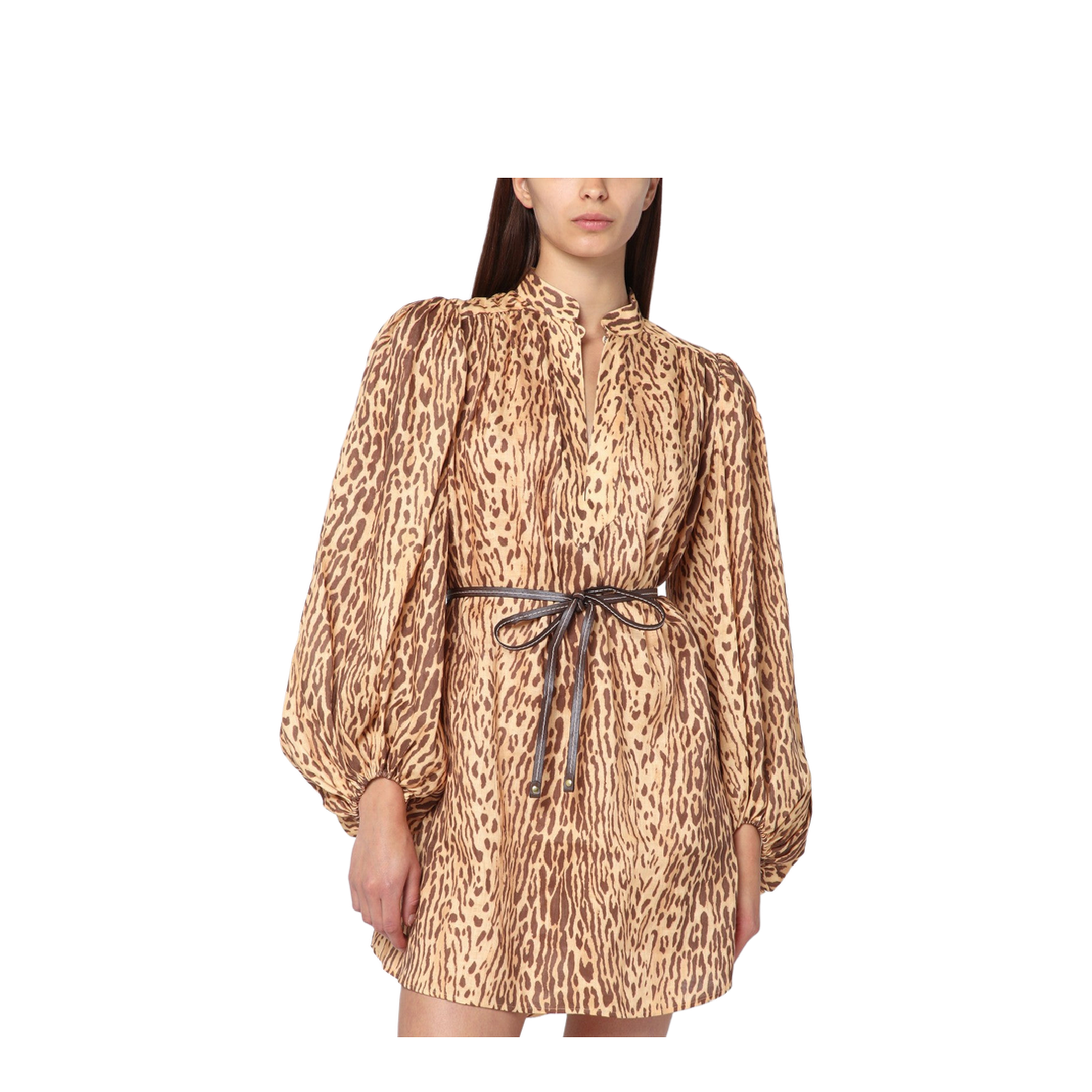 Leopard Print Short Dress in Linen - Image 1