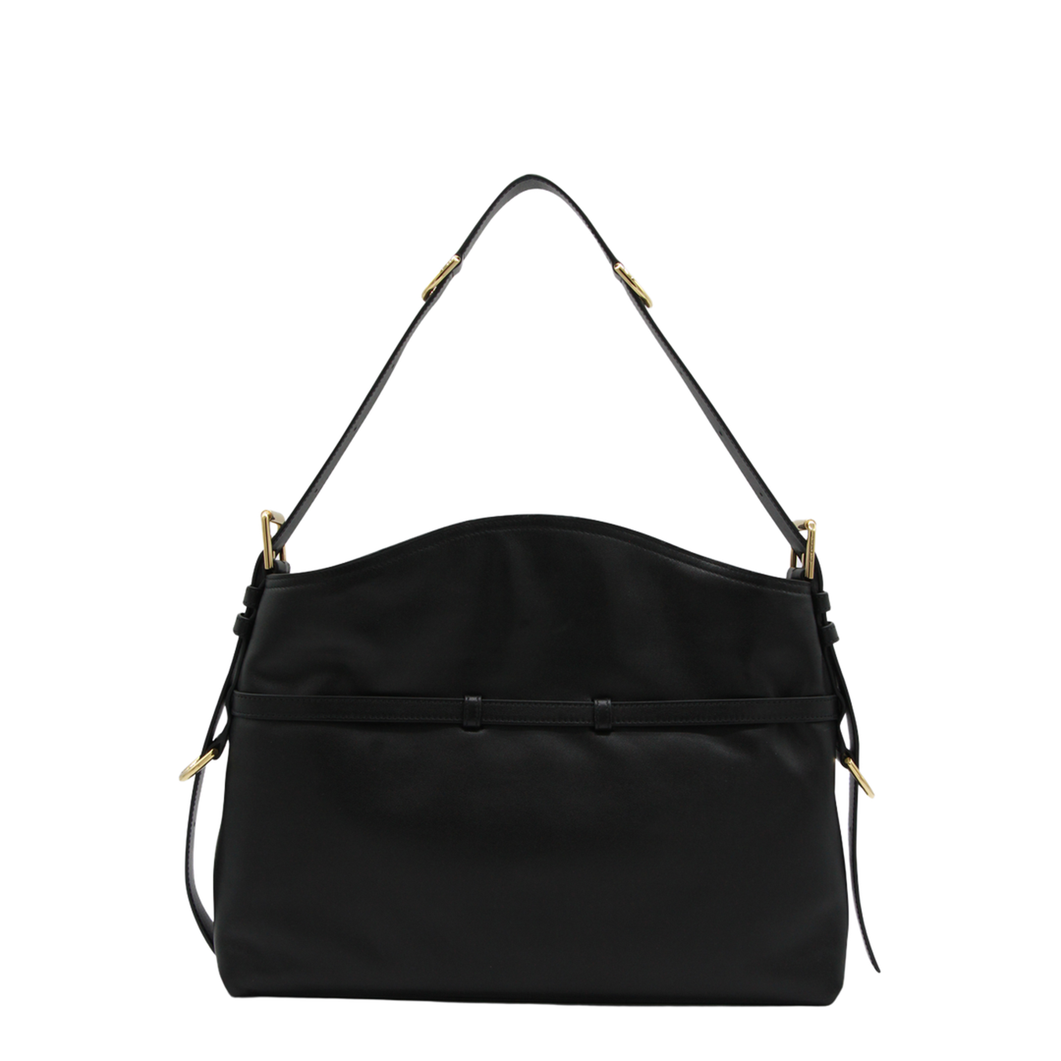 Voyou Medium Shiny Leather Shoulder Bag - Black - Image 5