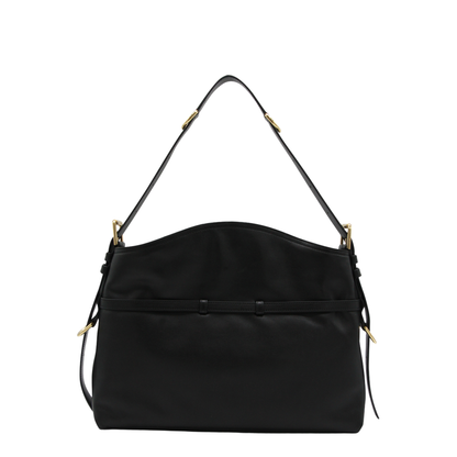Voyou Medium Shiny Leather Shoulder Bag - Black - Image 5