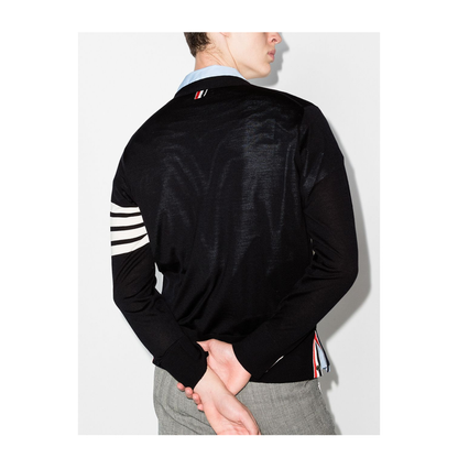 4-Bar Stripe Sustainable V-Neck Cardigan - Image 3