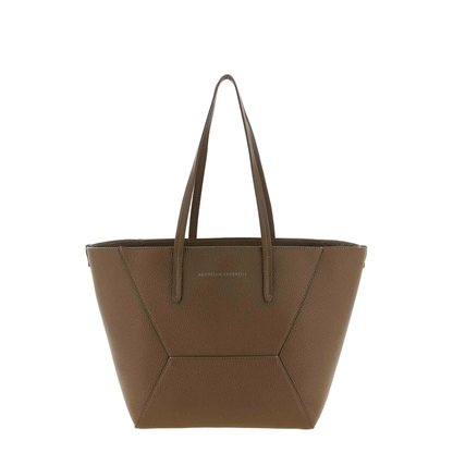 Duo Medium Leather Tote Bag - Brown - Image 5