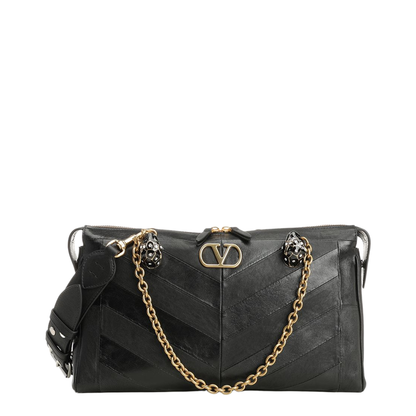 Panthea Nappa Leather Shoulder Bag - Black - Image 1