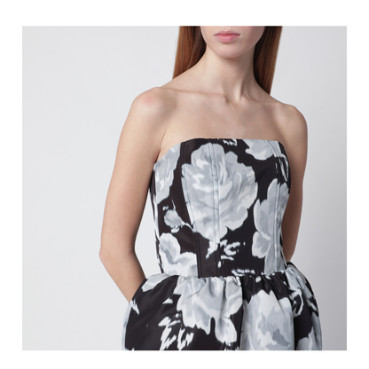 Long Bustier Dress in Mesh with Floral Print - Image 2