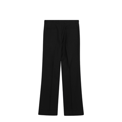 Black Flared Trousers with Pleats on Front - Image 2