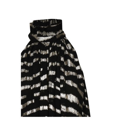 Long Dress in Lamé Tiger Silk - Black / Gold - Image 3