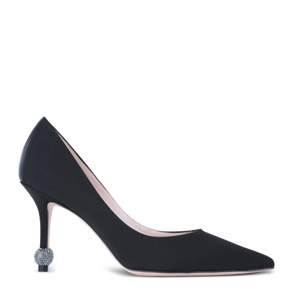 Jewel Heel Pumps in Grosgrain Black - Image 1