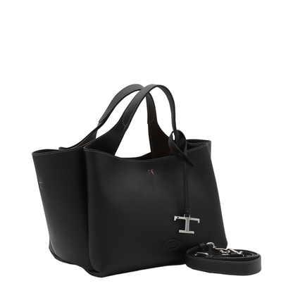 T Timeless Mini Calf Leather Tote - Black - Image 3