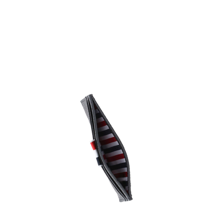 Pebble Grain Goose Embroidery Single Card Holder - Black - Image 4