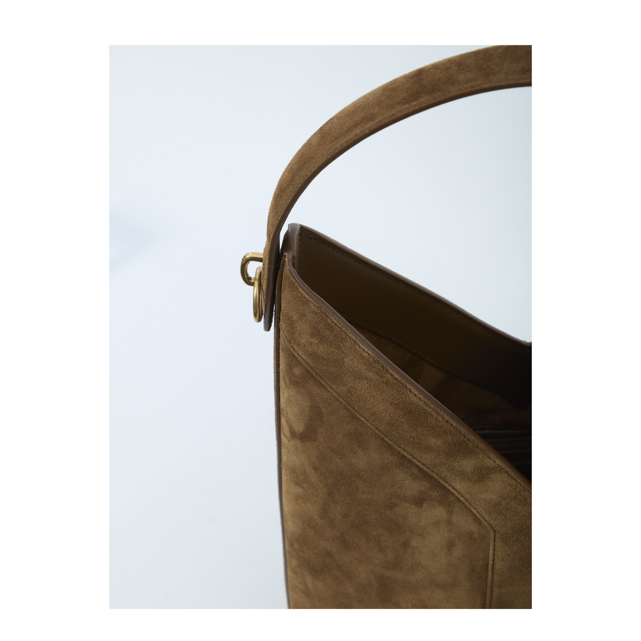Y Large Suede Bucket Bag - Caramel Brown - Image 4