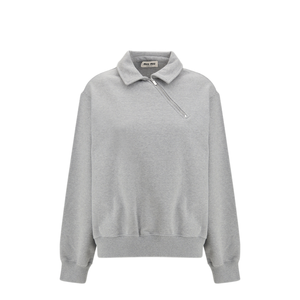 Sweatshirt With Oblique Zip Closure - Image 1