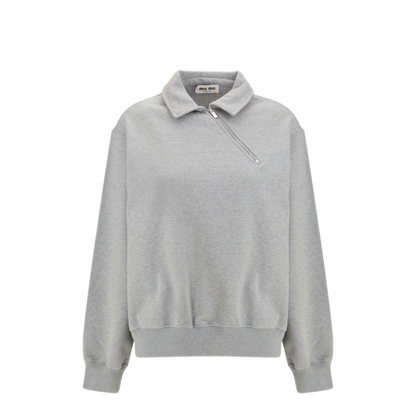 Sweatshirt With Oblique Zip Closure - Image 1