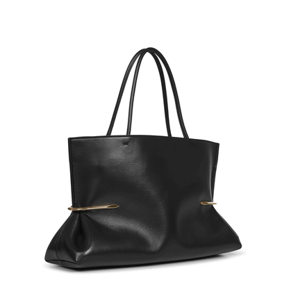 East West Leather Tote Bag - Black - Image 2