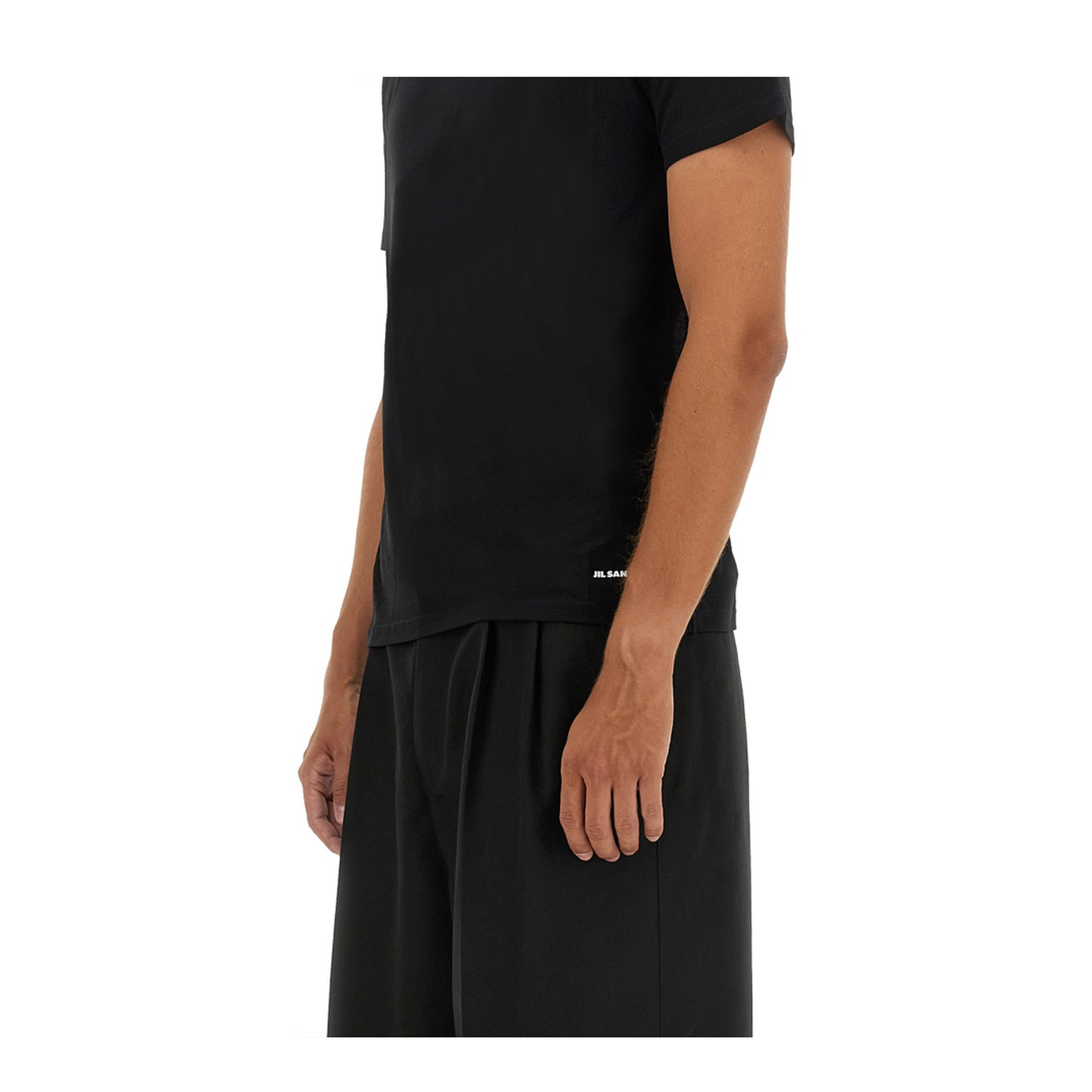 Black Cotton Jersey Crepe Crewneck T-Shirt - Image 4