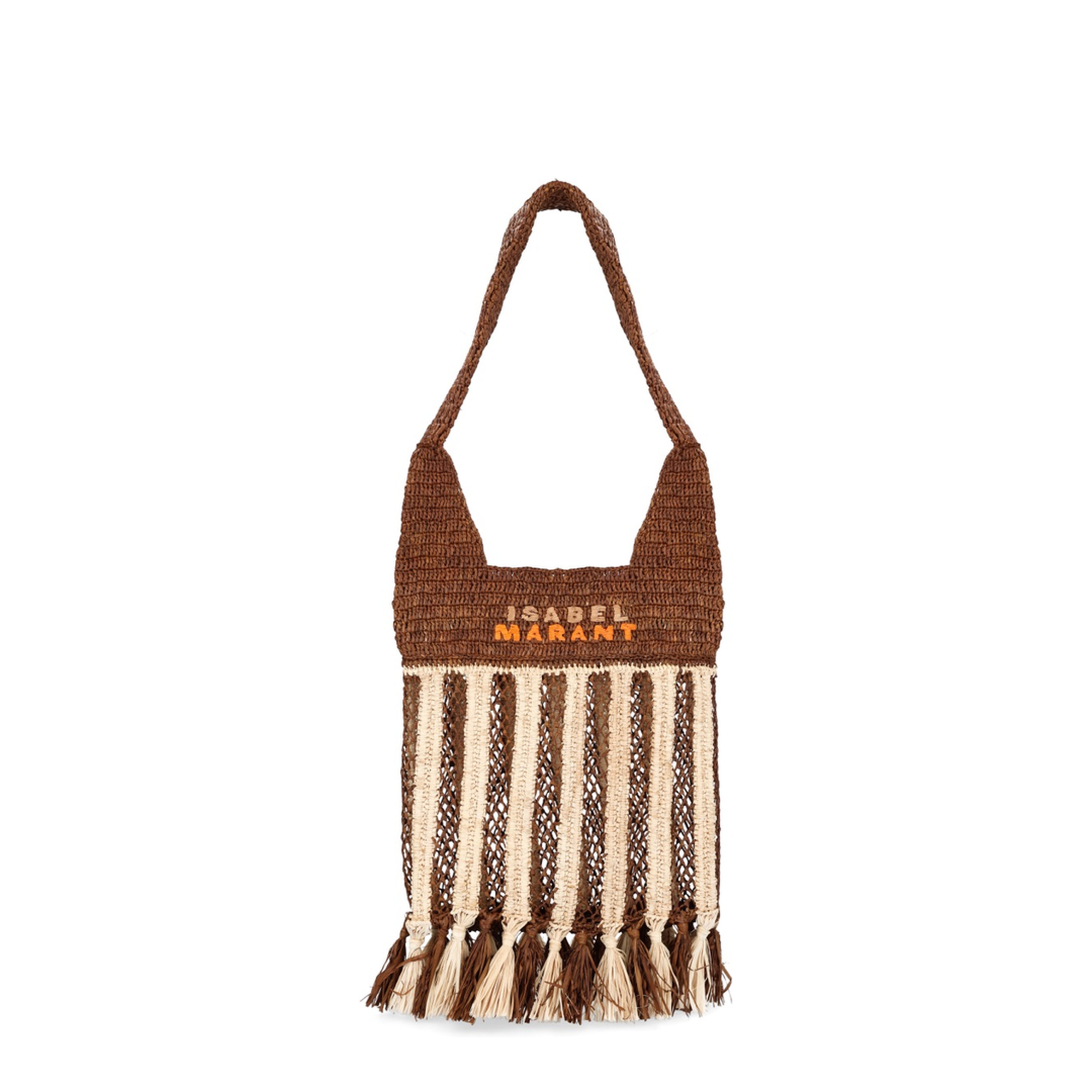 Praia Small Raffia Crossbody Bag - Natural/Brown Stripe - Image 1