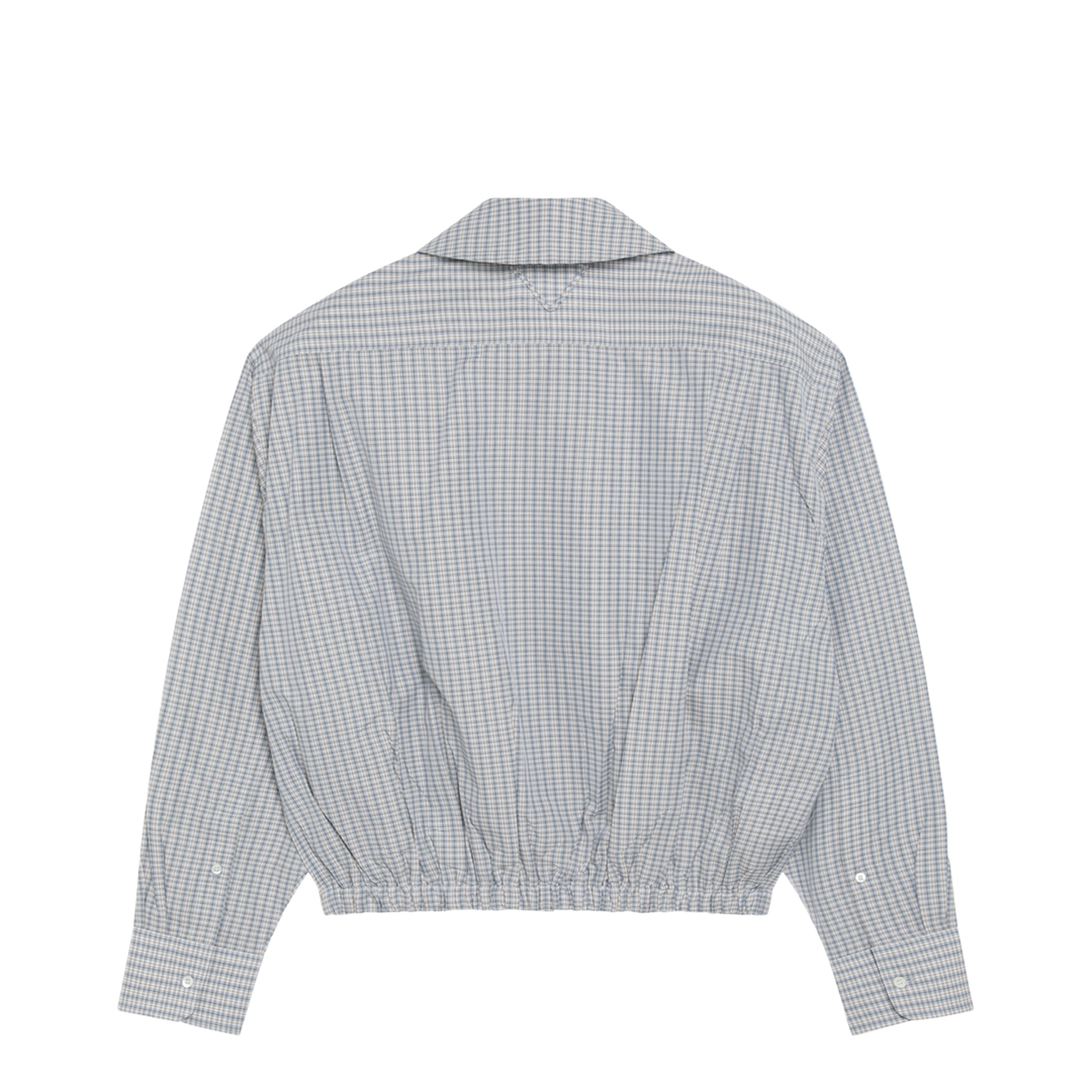 Sand-colored Check Cotton Shirt with Scarf - Image 2