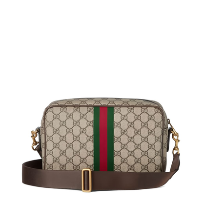 Ophidia Medium GG Supreme Coated Canvas Crossbody - Beige and Dark Brown - Image 4