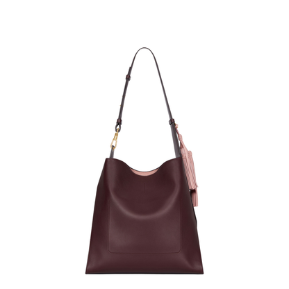 Medium Day Hobo Bag in Burgundy - Image 3