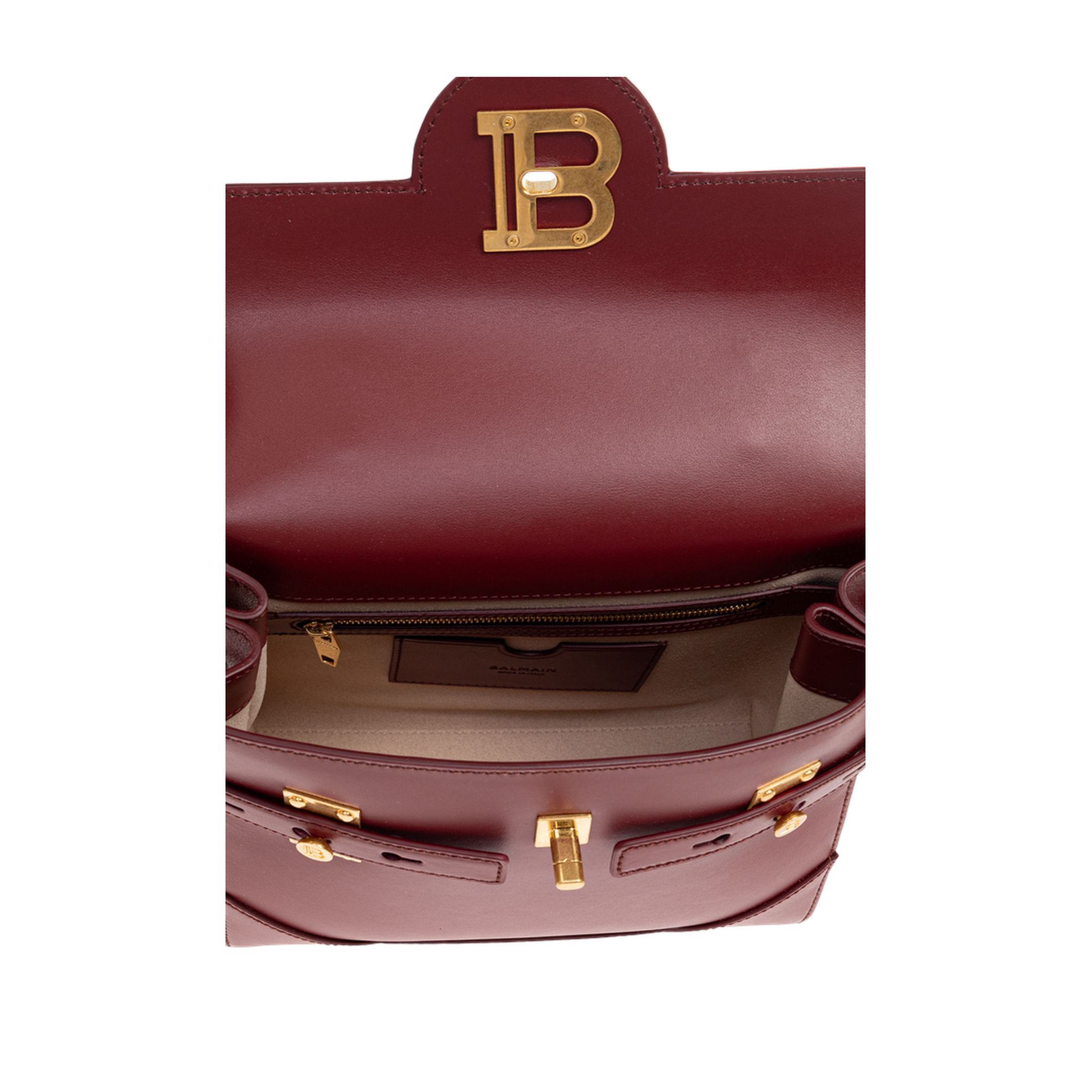 B-Buzz Medium Calf Leather Tote - Burgundy - Image 5