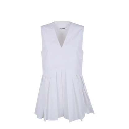 Cotton Poplin Pleated Top Woman - Image 5